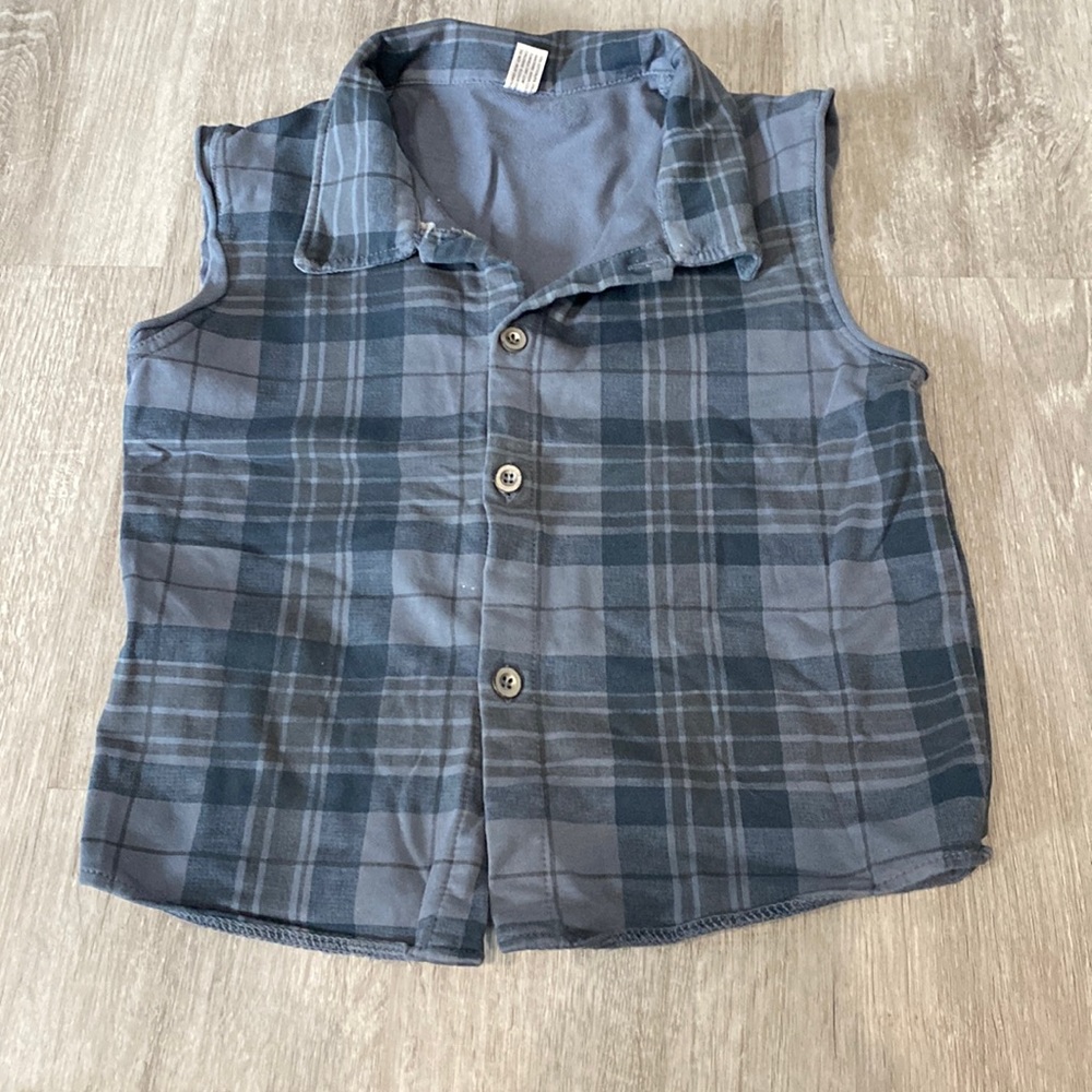 Nano blue plaid cotton vest